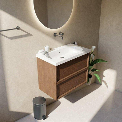 Saniclass Holz Frame Meuble sous lavabo - 80x45x60cm - 2 tiroirs - noyer pur