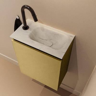 MONDIAZ TURE-DLUX 40cm toiletmeubel Oro. EDEN wastafel Opalo positie rechts. Met 1 kraangat.