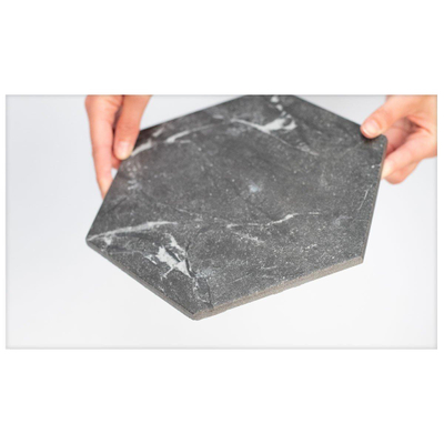 Fap ceramiche carreau de sol et de mur hexagone roma graphite mat 21.6x25cm aspect marbre mat anthracite