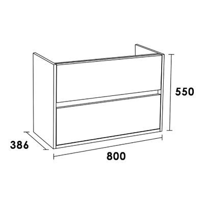 BRAUER Nexxt Meuble sous vasque 80x38.6x55cm 2 tiroirs 1 espace siphon sans poignées MFC Almond