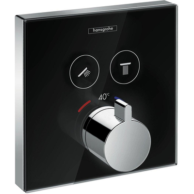 Hansgrohe ShowerSelect Ensemble de finition verre pour thermostat encastré avec inverseur pour 2 fonctions de douche blanc/chrome