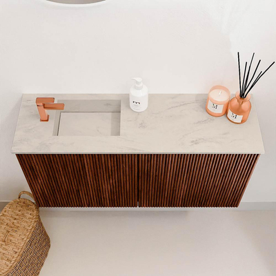Mondiaz JOYA-DLUX Meuble de toilette 80cm - couleur Ruby - Vasque FAYE position Gauche 1 trou de robinet couleur Opalo