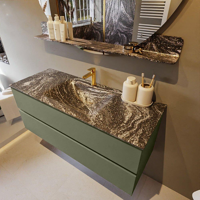 Mondiaz VICA-DLUX Ensemble de meuble de salle de bain - 120cm - meuble sous-vasque armée - 2 tiroirs - lavabo encastré nuage milieu - 1 trou de robinet - version haute 60cm - lave