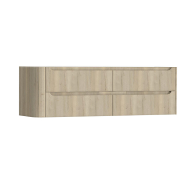 H&R Badmeubelen Juice Wastafelonderkast - 160x45x50cm - linkerhoek afgerond - 4 lades - geïntegreerde greep - French oak