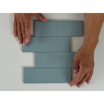 SAMPLE Terravito Nocino wandtegel - 6x18.6cm - Powder Blue glans (blauw)