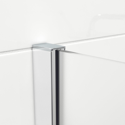 Saniclass Bellini Paroi de douche italienne 140x200cm verre de sécurité avec bande satiné anticalcaire Chrome