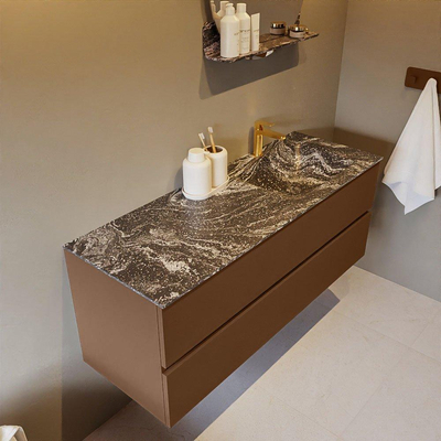 Mondiaz VICA-DLUX ensemble de meuble de salle de bain - 130cm - meuble sous-vasque reposant - 2 tiroirs - lavabo encastré cloud droite - 1 trou de robinet - version haute de 60cm - lave