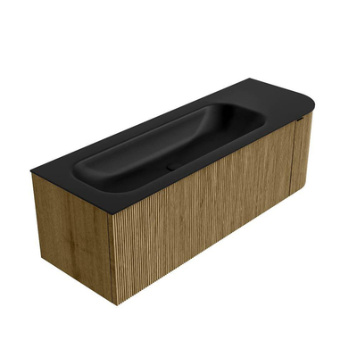 Mondiaz KURVE Ensemble meuble de salle de bains - 135x46x40cm - 1 tiroir - 1 porte - lavabo solid surface - gauche - sans trou de robinet - Dusk
