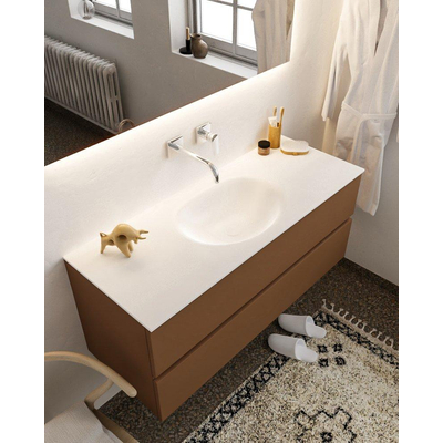 Mondiaz VICA Ensemble de meuble de salle de bain - 120cm - meuble sous-vasque repos - 2 tiroirs - lavabo moon milieu - sans trou de robinet version XL 60cm haut