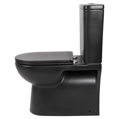 Differnz staand toilet Duoblok spoelrandloos met softclose en quickrelease zitting mat zwart
