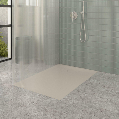 Villeroy & Boch Ecora douchebak - 120x80x3.5cm - afvoer korte zijde - almond (beige)
