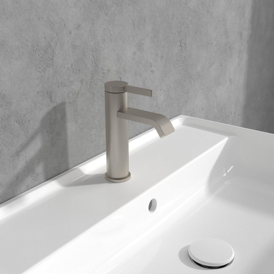 Villeroy & Boch Dawn 1 greeps wastafelkraan - zonder pop up afvoergarnituur - Brushed Nickel (rvs)