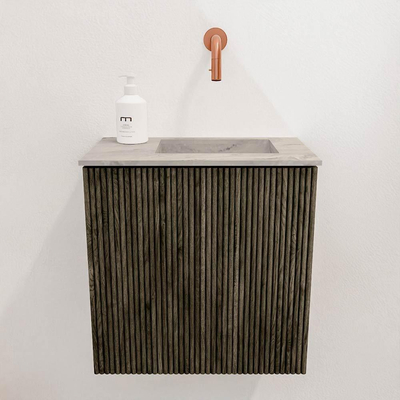 Mondiaz JOYA-DLUX 40cm toiletmeubel - kleur Shadow - Wastafel FAYE positie Rechts Zonder kraangat kleur Glace.