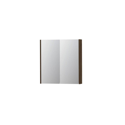 INK SPK2 spiegelkast – 70x74x14 cm – 2 deuren, dubbelzijdige spiegeldeuren – Fineer Chocolate