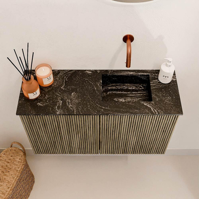 Mondiaz JOYA-DLUX 70cm meuble de salle de bains - couleur Dusk - Vasque FAYE position Droite Sans trou de robinet couleur Lava.