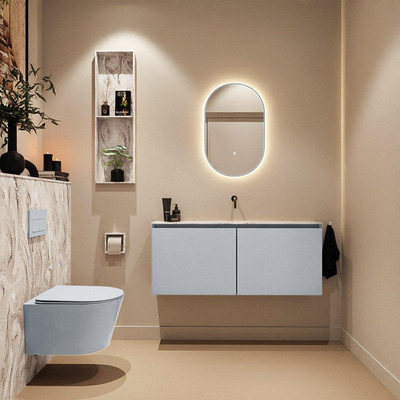 MONDIAZ TURE-DLUX Meuble toilette - 120cm - Clay - EDEN - vasque Glace - position centrale - sans trou de robinet