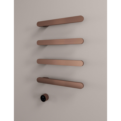 Hotbath &MORE Handdoekradiator - 50x76cm - soft square - 4 stangen - horizontaal - met schakelaar - PVD - geborsteld koper