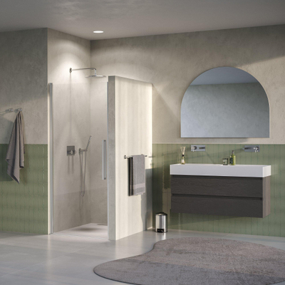 BRAUER Cosmic Porte de niche - 90x200 - pivotante - transparent - verre réversible incl. traitement anticalcaire - acier inoxydable brossé PVD