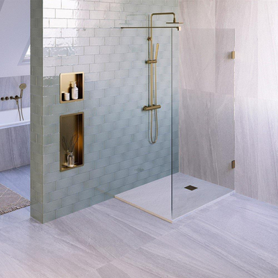 BRAUER Asteroid Receveur de douche 90x120 incl. antidérapant et antibactérien marbre minéral blanc mat