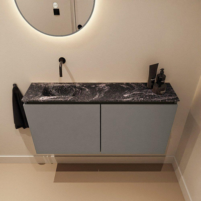 MONDIAZ TURE-DLUX meuble WC 100 cm Smoke. Lavabo EDEN Lava position gauche. Sans trou de robinet.