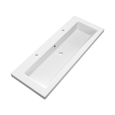 BRAUER Foggia Plan vasque 120x46cm 2 trous de robinet avec trop plein et vasque simple marbre minéral Blanc mat