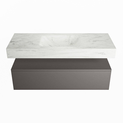 MONDIAZ ALAN - DLUX Badkamermeubelset - 120cm - onderkast - Dark grey - 1 lade - vrijhangende wastafel - wasbak midden - 0 kraangaten - Opalo