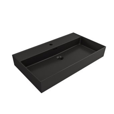 Plieger Kansas wastafel 1 kraangat met overloop 80x46.6cm matzwart