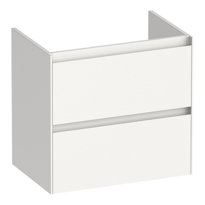 BRAUER Inspire meuble de salle de bains sous-lavabo peu profond 60 2 tiroirs softclose - sans poignée - 1 découpe pour siphon - blanc brillant