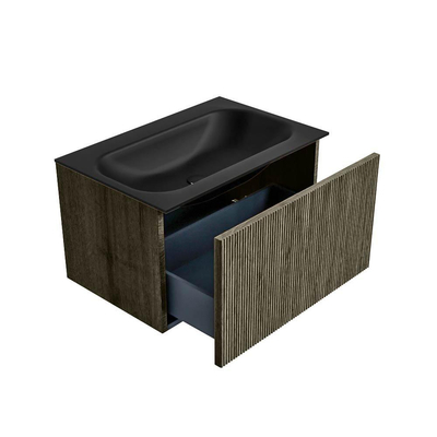 Mondiaz KURVE Badkamermeubelset - 70x46x40cm - 1 lade - wastafel solid surface - midden - zonder kraangat - Shadow