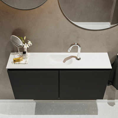 Mondiaz TURE Meuble lave-mains 100x23x50cm 1 trou de robinet 2 portes Urban mat Lavabo Eden Centre Solid Surface Blanc