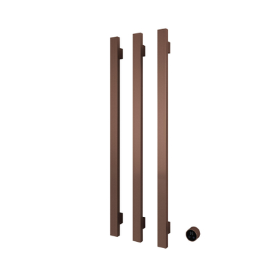 Hotbath &MORE Handdoekradiator - 57x115cm - vierkant - 3 stangen - verticaal - met schakelaar - PVD - geborsteld koper