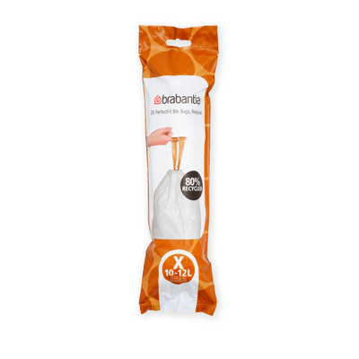 Brabantia PerfectFit Sacs poubelle - fermeture à cordon - recyclé - code X - 10-12 litres - 20 pièces