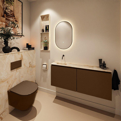 MONDIAZ TURE-DLUX Meuble toilette - 120cm - Rust - EDEN - vasque Frappe - position gauche - sans trou de robinet