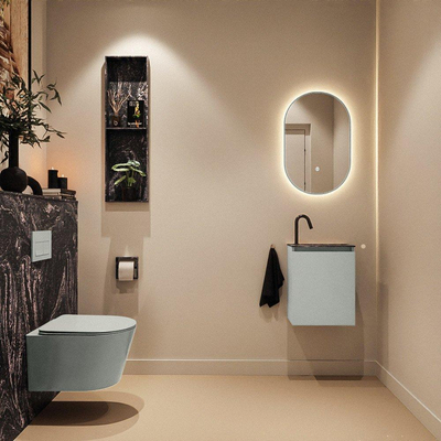 MONDIAZ TURE-DLUX Meuble WC 40 cm Greey. Lavabo EDEN Lava position droite. Avec 1 trou de robinet.