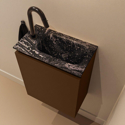 MONDIAZ TURE-DLUX 40cm toiletmeubel Rust. EDEN wastafel Lava positie rechts. Met 1 kraangat.