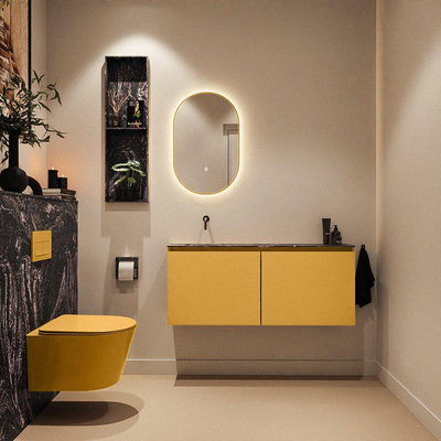 MONDIAZ TURE-DLUX meuble de toilettes 120 cm Ocher. Lavabo EDEN Lava position gauche. Sans trou de robinet.