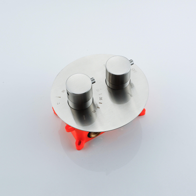 Fortifura Calvi Thermostatische Inbouwkraan - inbouwdeel - rond - geborsteld RVS
