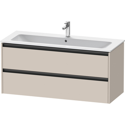 Duravit Ketho.2 Wastafelonderbouwkast - met 2 laden - voor enkele wastafel - 121x48x55cm - met grepen antraciet - taupe mat