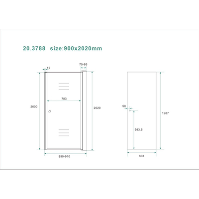 Wiesbaden Between Porte de niche 900 x 2000 x 8 mm verre fumé nano chrome