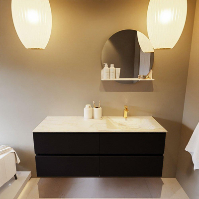 Mondiaz VICA-DLUX ensemble de meuble de salle de bain - 130cm - meuble sous-vasque urbain - 4 tiroirs - lavabo encastré cloud droite - 1 trou de robinet - version haute de 60cm - ostra