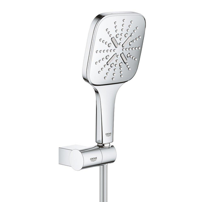 GROHE Rainshower SmartActive 130 Cube Ensemble de douchette à main - 3 types de jets - carré - avec support - réglable - flexible lisse - 150 cm - chrome