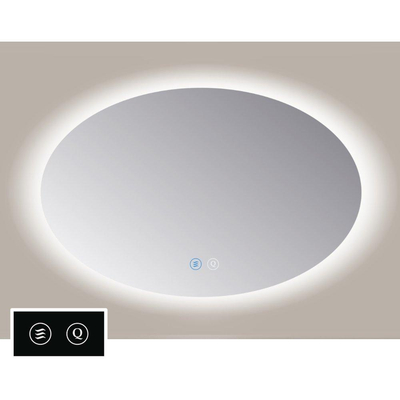 TuTTi Q-Mirrors Miroir - 100x70 - ovale - icônes tactiles - chauffe-miroir - éclairage à LED - 3 couleurs - ambiance autour