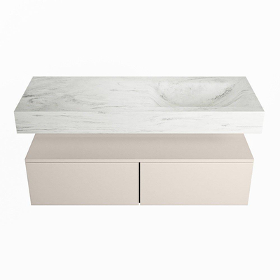 MONDIAZ ALAN - DLUX Badkamermeubelset - 120cm - onderkast - Linen - 2 lades - vrijhangende wastafel - wasbak rechts - 0 kraangaten - Opalo