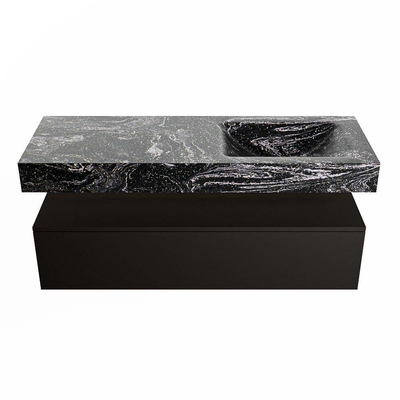 Mondiaz ALAN-DLUX Ensemble de meuble - 130cm - meuble Urban mat - 1 tiroir - Lavabo Cloud Lava suspendu - vasque Droite - 0 trous de robinet