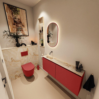 MONDIAZ TURE-DLUX 120cm toiletmeubel Fire. EDEN wastafel Frappe positie links. Zonder kraangat.