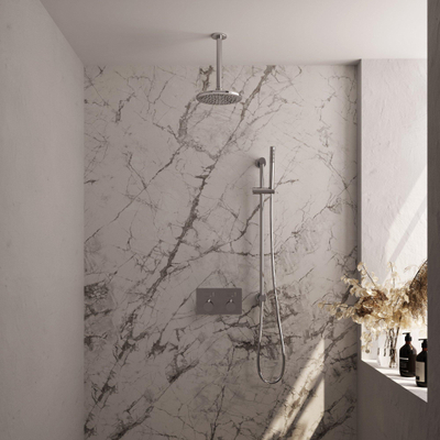 BRAUER Chrome Edition Douche de pluie thermostatique encastrée - boutons-poussoirs - SET 65 - douche de tête 20cm - bras de plafond - douchette barre - flexible de douche - barre de douche intégrée - chrome