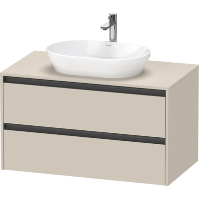 Duravit Ketho.2 Wastafelonderbouwkast - inclusief consoleplaat - met 2 laden - 100x55x56.8cm - met handgrepen antraciet - taupe supermat