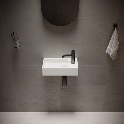 Ideavit Solidcube Fontein 40x22x10cm rechthoek 1 kraangat 1 wasbak Solid surface wit