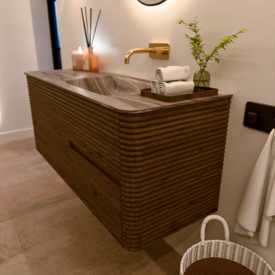 Mondiaz CIRO-DLUX Ensemble de meubles de salle de bains - 120x45x50cm - Plan-vasque solid surface Sombra - 1 vasque à droite - sans trous de robinetterie - 2 tiroirs - Dusk