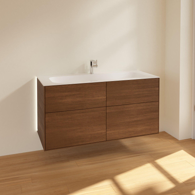 Villeroy & Boch finion wastafelonderkast - 119.6x59.1cm - 4 lades - Walnut (mat hout)